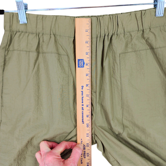 Mod Ref Wide Leg Nylon Pant L Women Olive Green Elastic Waist 31x29.5 Loungewear - Picture 5 of 11
